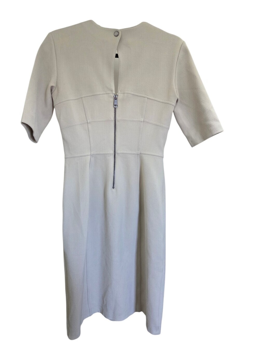 Burberry Tan Tailored V-Neck Sheath Midi Dress Women's Size 8 - Picture 7 of 16